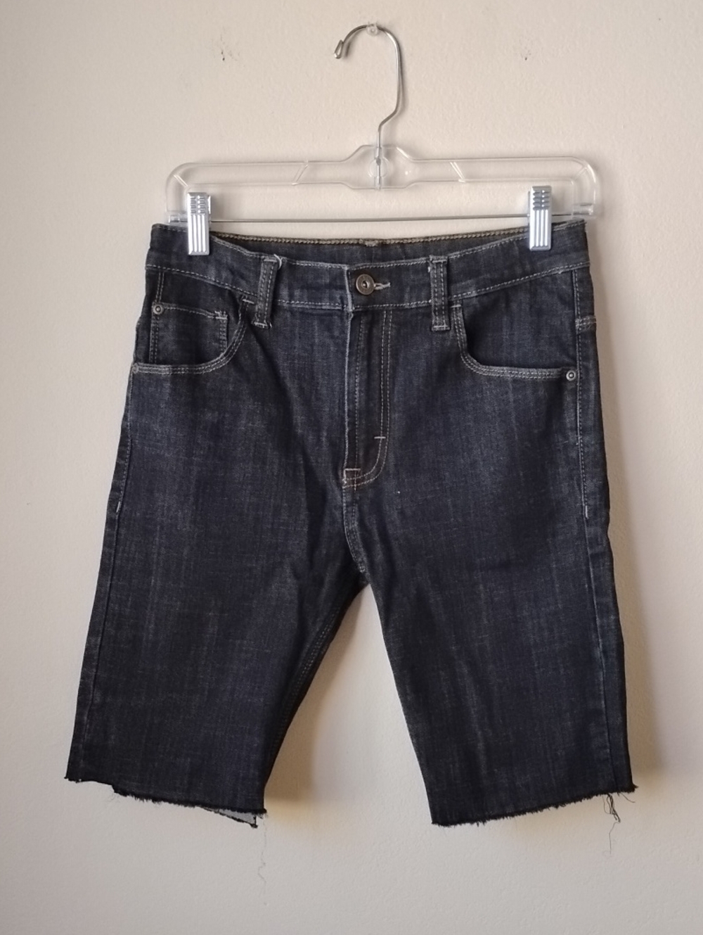 Wrangler Raw Hem Black Denim Shorts